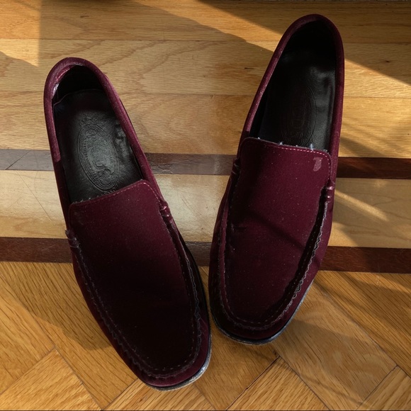 Tod’s velvet loafer driving shoe burgundy slip on flats Exceppent well kept - Picture 4 of 9